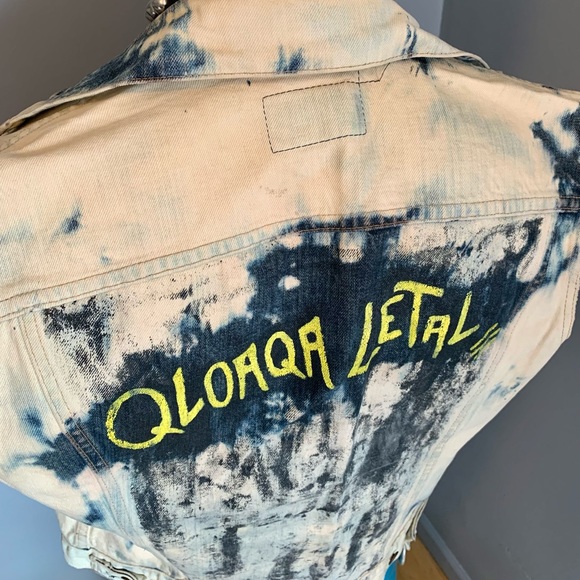 Vintage bleached Punk denim Vest - Picture 8 of 8